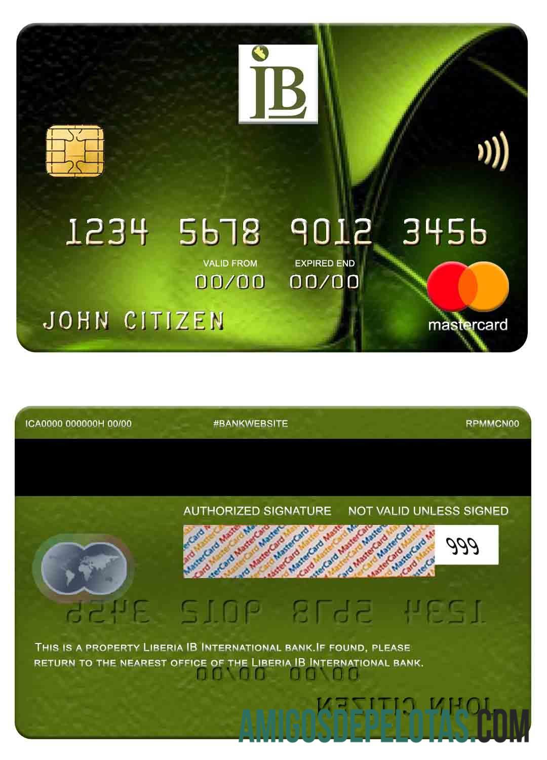 Liberia IB International Bank Mastercard real example